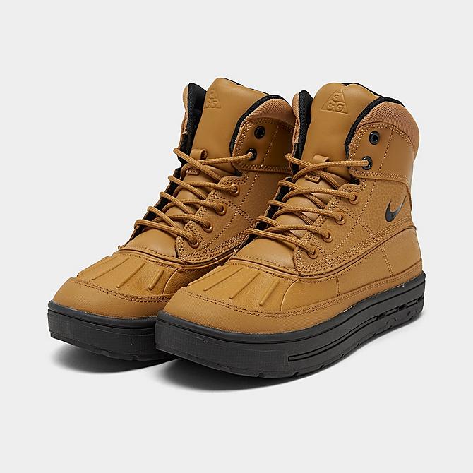 Three Quarter view of Big Kids' Nike Woodside 2 High ACG Boots in Wheat/Black Click to zoom