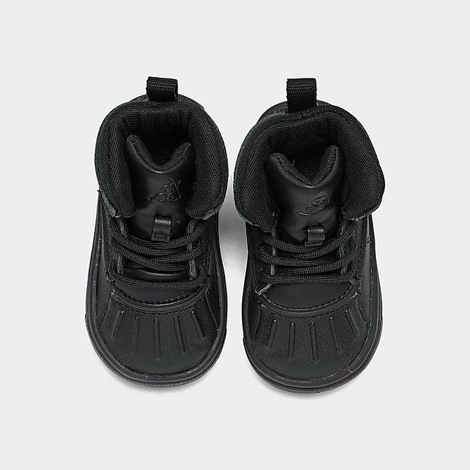 Back view of Kids' Toddler Nike Woodside 2 High ACG Boots in Black/Black/Black Click to zoom