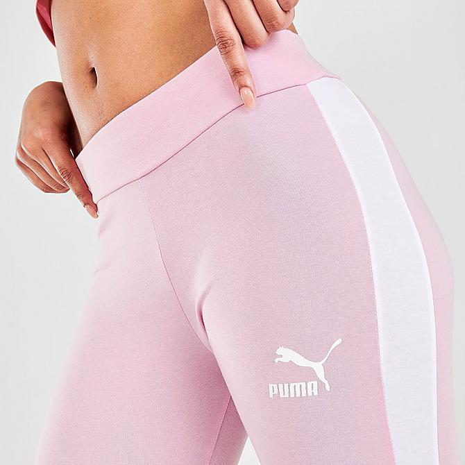 On Model 6 view of Women's Puma Iconic T7 Leggings in Pink Lady Click to zoom