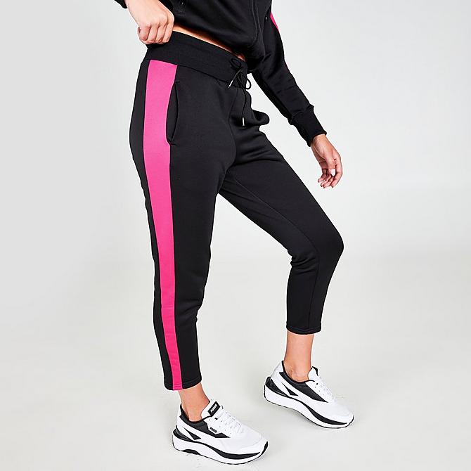 Front Three Quarter view of Women's Puma Iconic T7 Cigarette Pants in Black/City Lights Click to zoom