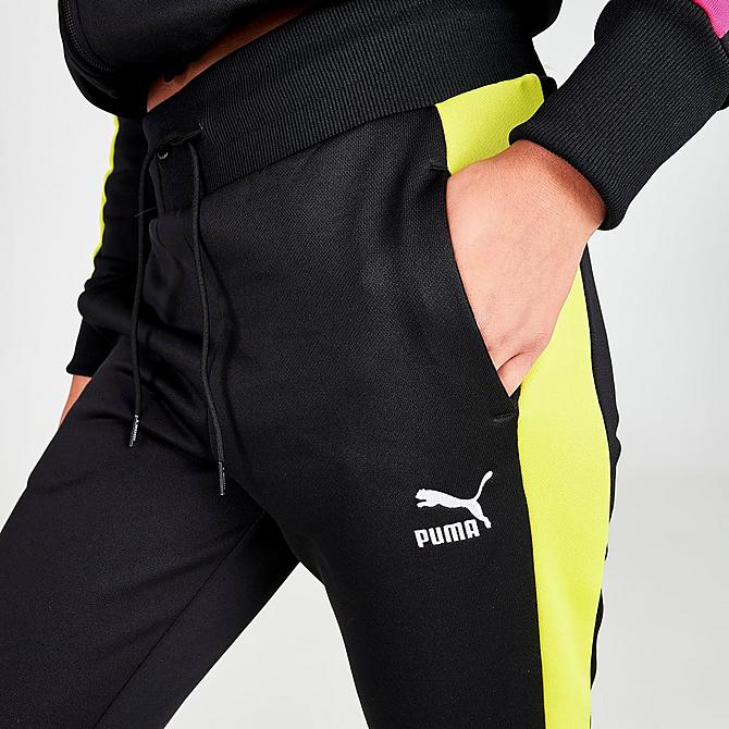 On Model 5 view of Women's Puma Iconic T7 Cigarette Pants in Black/City Lights Click to zoom