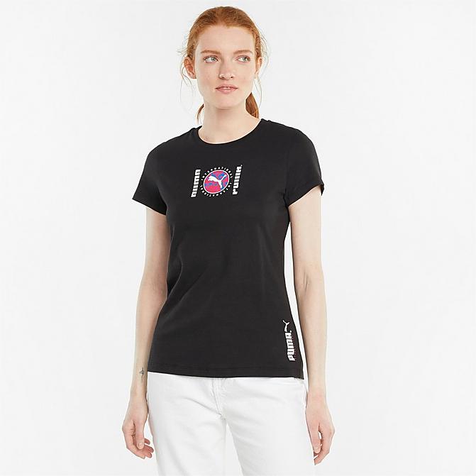 Front view of Women's Puma INTL Graphic T-Shirt Click to zoom