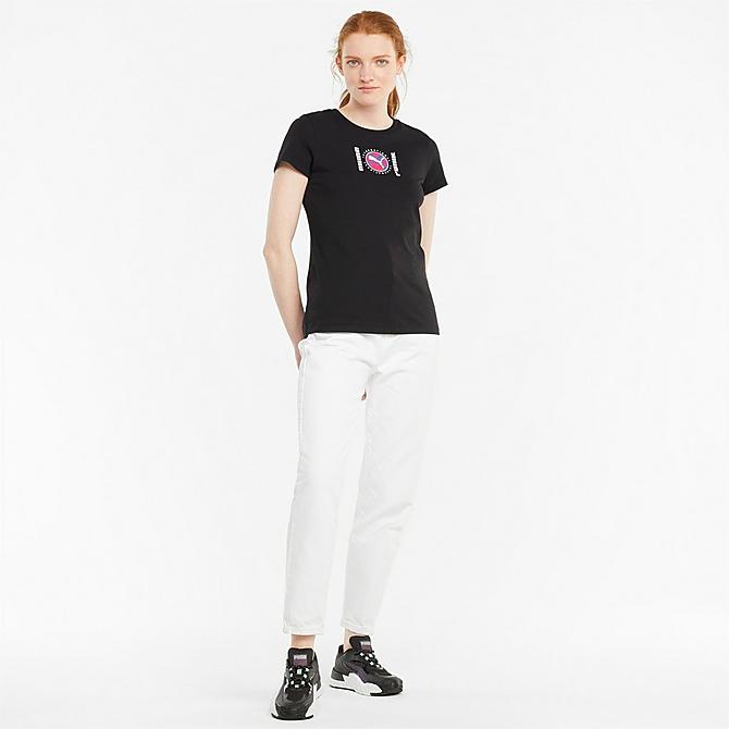 Back Left view of Women's Puma INTL Graphic T-Shirt Click to zoom