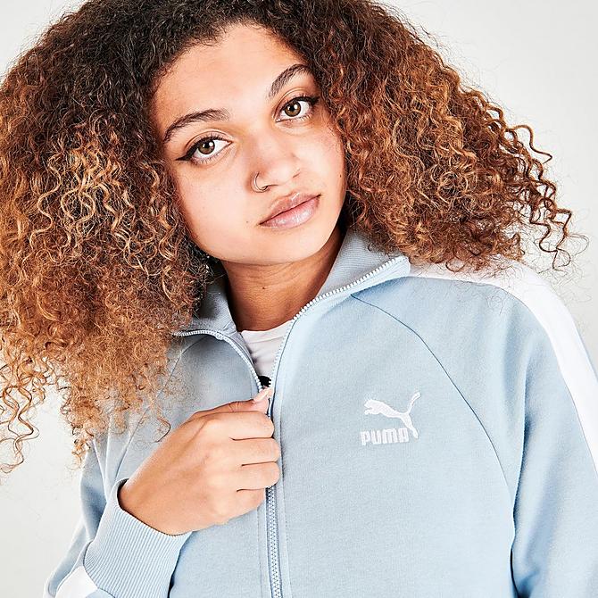 On Model 5 view of Women's Puma Iconic T7 Track Jacket in Blue Fog Click to zoom