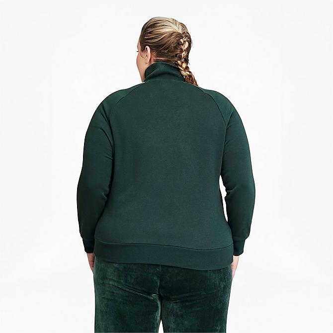Front Three Quarter view of Women's Puma Iconic T7 Track Jacket (Plus Size) in Green Gables Click to zoom