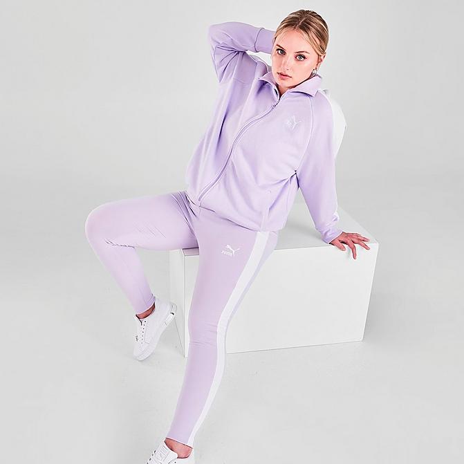 Front view of Women's Puma Iconic T7 Leggings (Plus Size) in Light Lavender Click to zoom