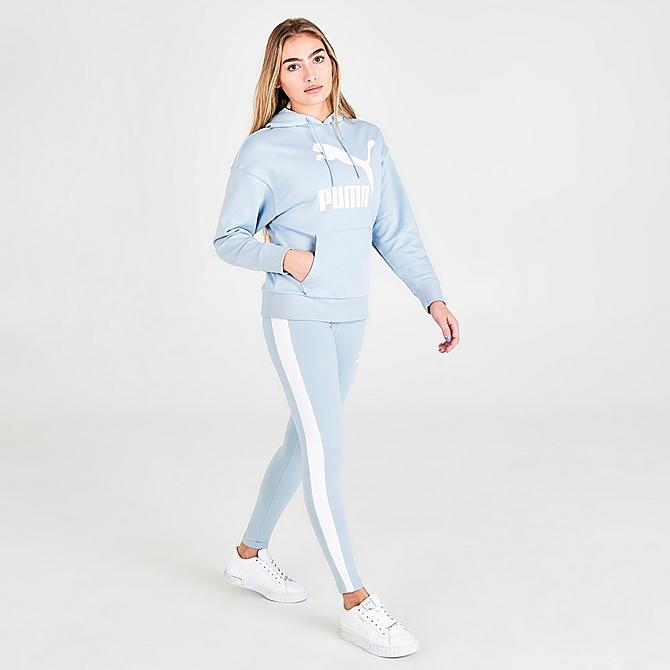 Front Three Quarter view of Women's Puma Classic Logo Pullover Hoodie Click to zoom
