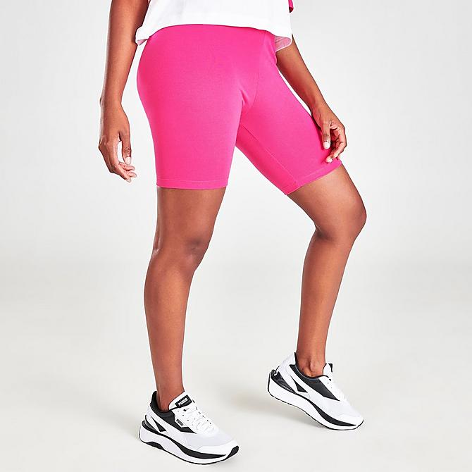 Back Left view of Women's Puma Classics 7 Inch Short Tights in Beetroot Purple/City Lights Click to zoom
