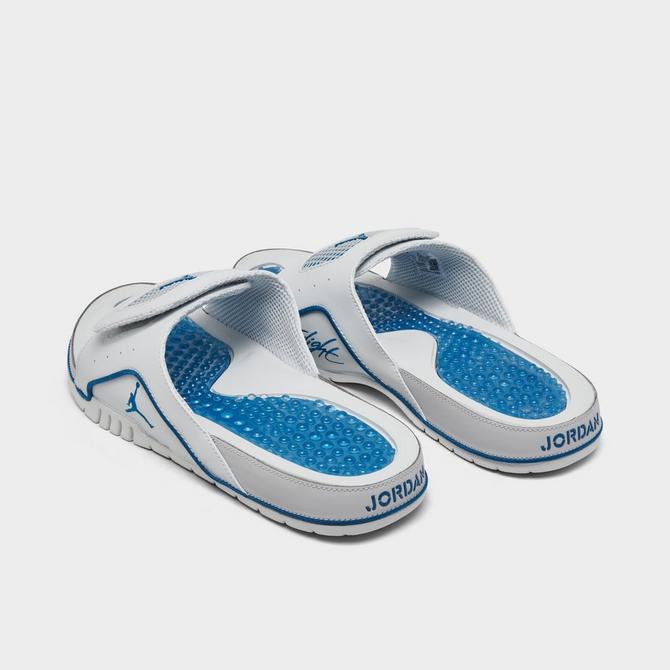 Blue and white jordan slides best sale