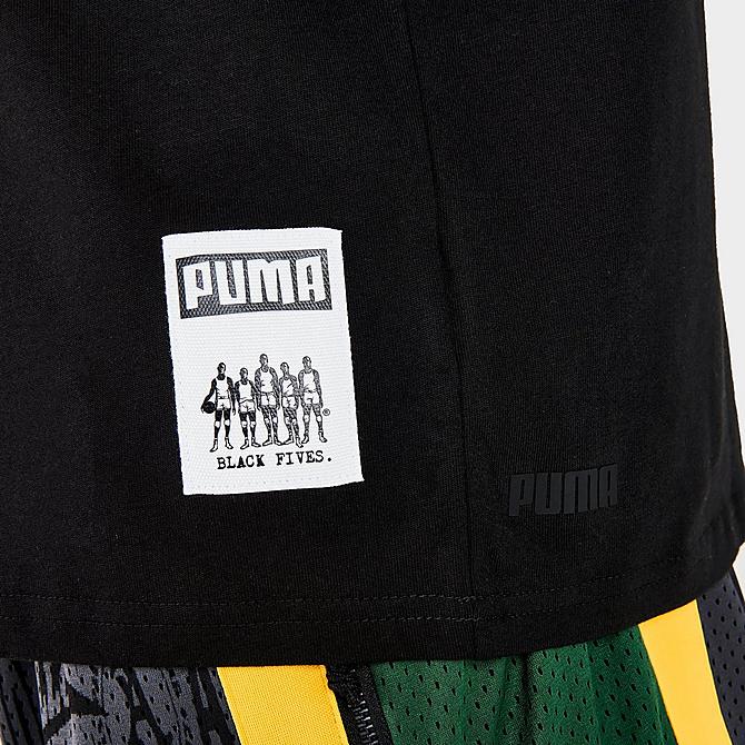 On Model 5 view of Men's Puma x Black Fives Barnstorming Short-Sleeve T-Shirt in Puma Black Click to zoom