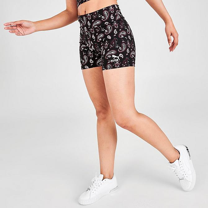 Back Left view of Women's Puma PBae Bike Shorts in Black Click to zoom
