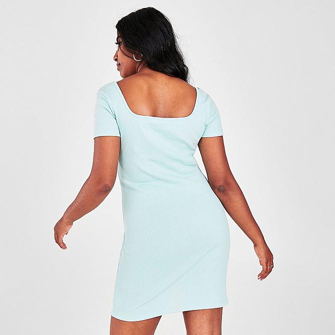 Back Right view of Women's Puma Classics Square Neck Ribbed Dress in Eggshell Blue Click to zoom