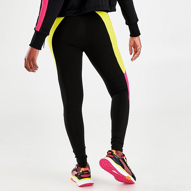 Back Right view of Women's Puma CLSX High-Waist Leggings in Black/City Lights Click to zoom