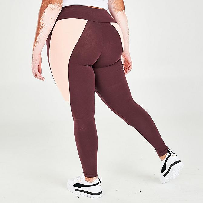 Back Right view of Women's Puma CLSX High-Waist Leggings (Plus Size) in Fudge Click to zoom