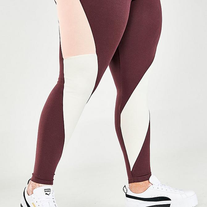On Model 6 view of Women's Puma CLSX High-Waist Leggings (Plus Size) in Fudge Click to zoom