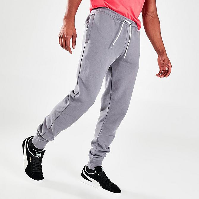 Front Three Quarter view of Men's Puma White Noize Jogger Pants in Quiet Shade Click to zoom