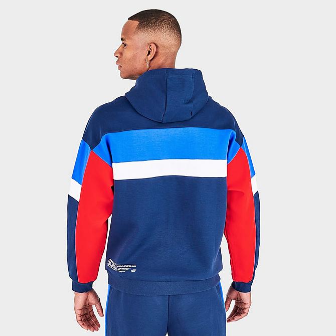 Back Right view of Men's Puma BMW M Motorsport Pullover Hoodie in Estate Blue Click to zoom