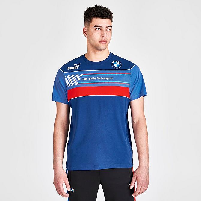 Front view of Men's Puma BMW M Motorsport SDS T-Shirt in Estate Blue Click to zoom