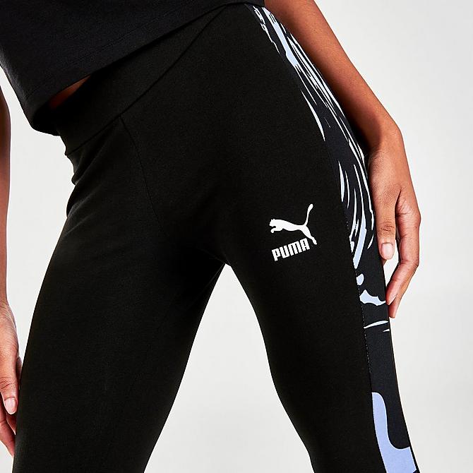 On Model 5 view of Women's Puma Marbled T7 Leggings in Puma Black Click to zoom
