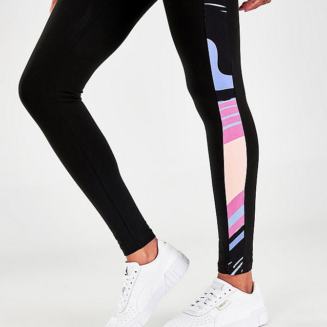 On Model 6 view of Women's Puma Marbled T7 Leggings in Puma Black Click to zoom