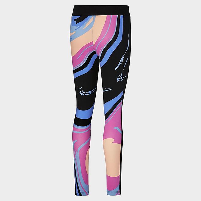 Front Three Quarter view of Women's Puma Marbled T7 Allover Print Leggings in Baja Blue Click to zoom