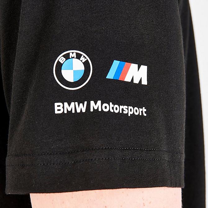 On Model 6 view of Men's Puma BMW M Motorsport Graphic T-Shirt in Puma Black Click to zoom
