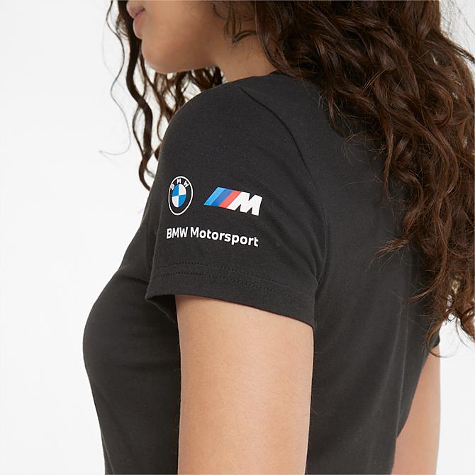 Back Right view of Women's Puma BMW M Motorsport Statement Graphic T-Shirt in Black Click to zoom
