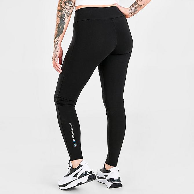 Back Right view of Women's Puma BMW M Motorsport Statement Leggings in Puma Black Click to zoom