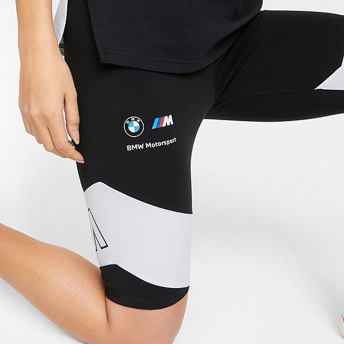 Back Right view of Women's Puma BMW M Motorsport Statement Legging Shorts in Puma Black Click to zoom
