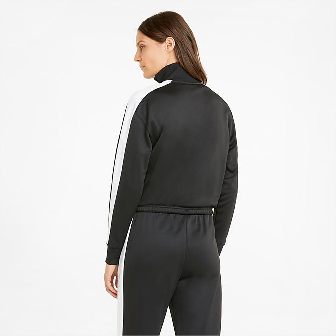 Back Left view of Women's Puma Iconic T7 Cropped Track Jacket in Puma Black Click to zoom