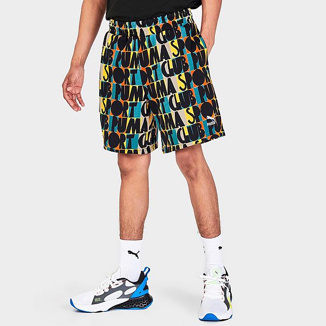 Front view of Men's Puma HC Printed Shorts in Puma Black Click to zoom