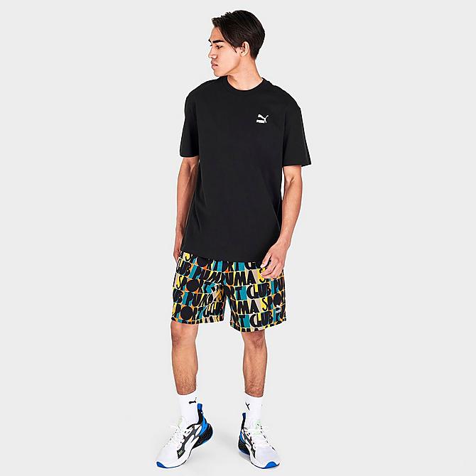 Front Three Quarter view of Men's Puma HC Printed Shorts in Puma Black Click to zoom