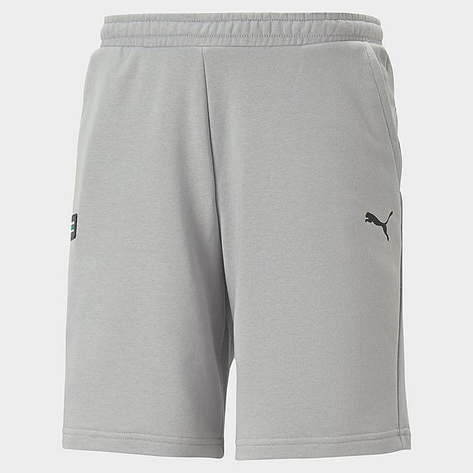 Front view of Men's Puma Mercedes AMG Petronas F1 Essentials Shorts in Mercedes Team Silver Click to zoom