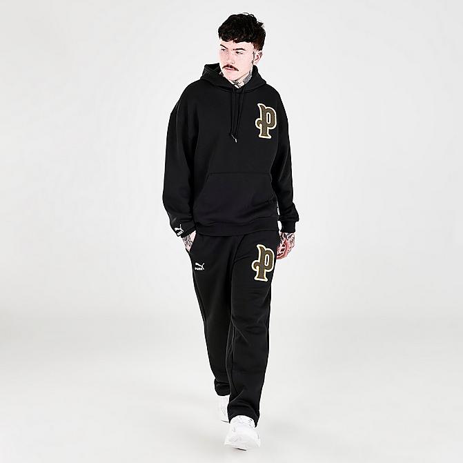 Front view of Men's Puma Team Sweatpants in Puma Black Click to zoom