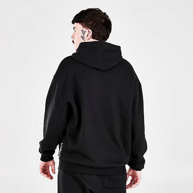Back Right view of Men's Puma Team Pullover Hoodie in Puma Black Click to zoom