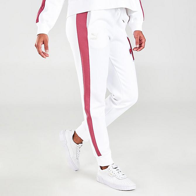 Back Left view of Women's Puma Team Sweatpants in Puma White Click to zoom