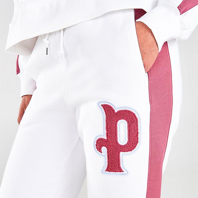 On Model 5 view of Women's Puma Team Sweatpants in Puma White Click to zoom