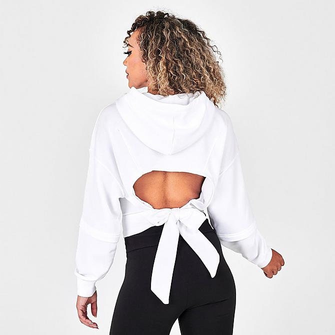 Back Right view of Women's Puma Crystal Galaxy Pullover Hoodie in Puma White Click to zoom