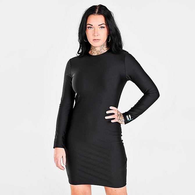 Front view of Women's Puma Crystal G Dress in Puma Black Click to zoom