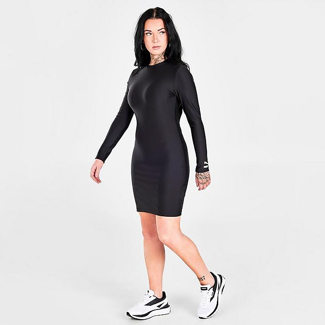 Front Three Quarter view of Women's Puma Crystal G Dress in Puma Black Click to zoom