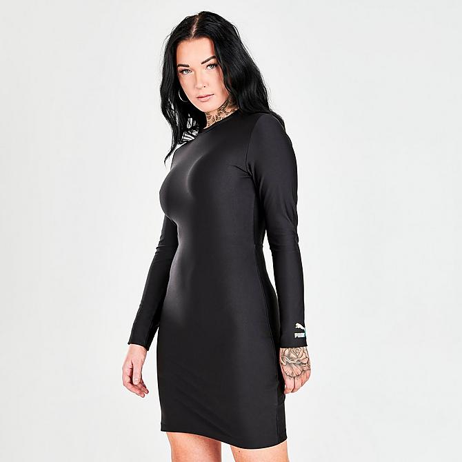 Back Left view of Women's Puma Crystal G Dress in Puma Black Click to zoom