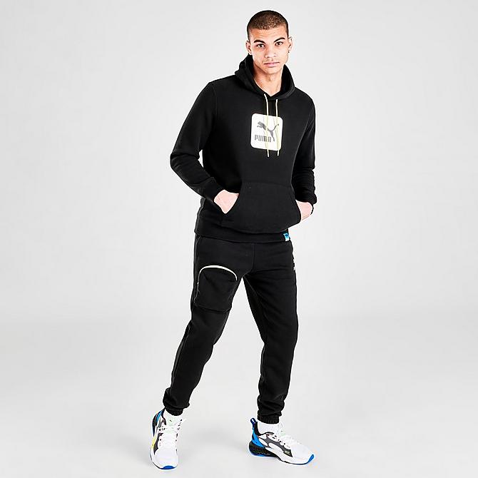 Front Three Quarter view of Men's Puma Lightsense Hoodie in Cotton Black Click to zoom