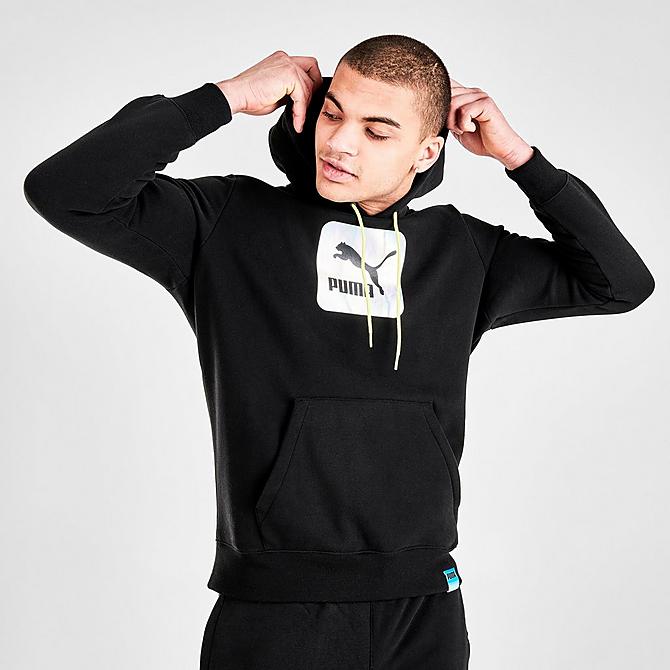 Back Left view of Men's Puma Lightsense Hoodie in Cotton Black Click to zoom