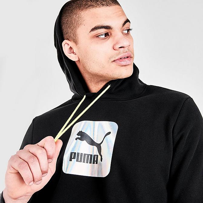 On Model 5 view of Men's Puma Lightsense Hoodie in Cotton Black Click to zoom