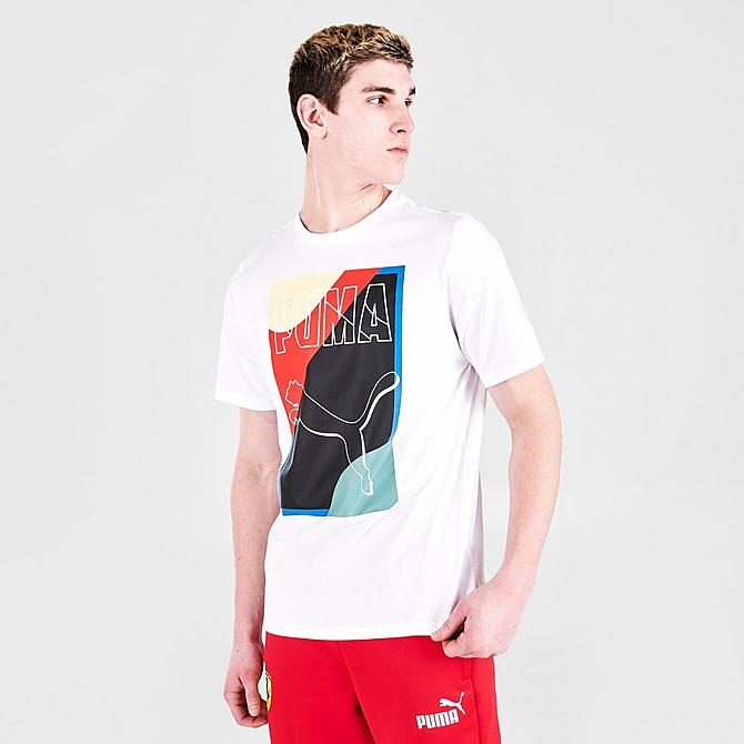 Back Left view of Men's Puma Go-For T-Shirt in White Click to zoom