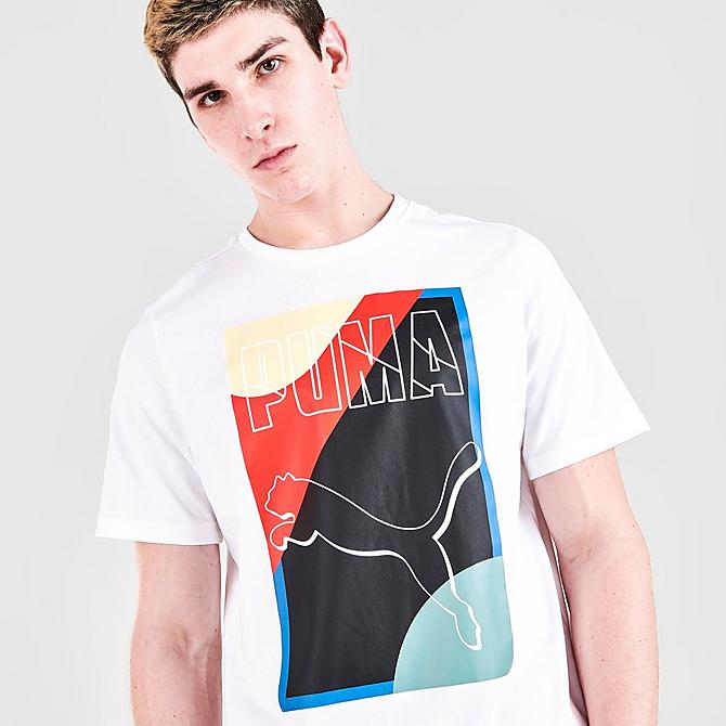 On Model 5 view of Men's Puma Go-For T-Shirt in White Click to zoom