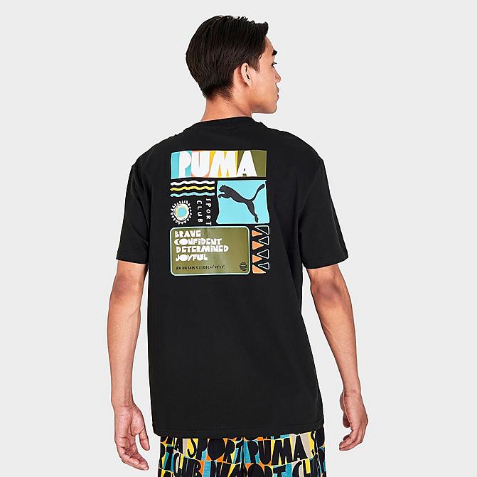 Front view of Men's Puma Graphic Print Short-Sleeve T-Shirt in Puma Black Click to zoom
