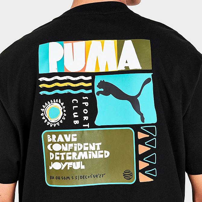 On Model 6 view of Men's Puma Graphic Print Short-Sleeve T-Shirt in Puma Black Click to zoom