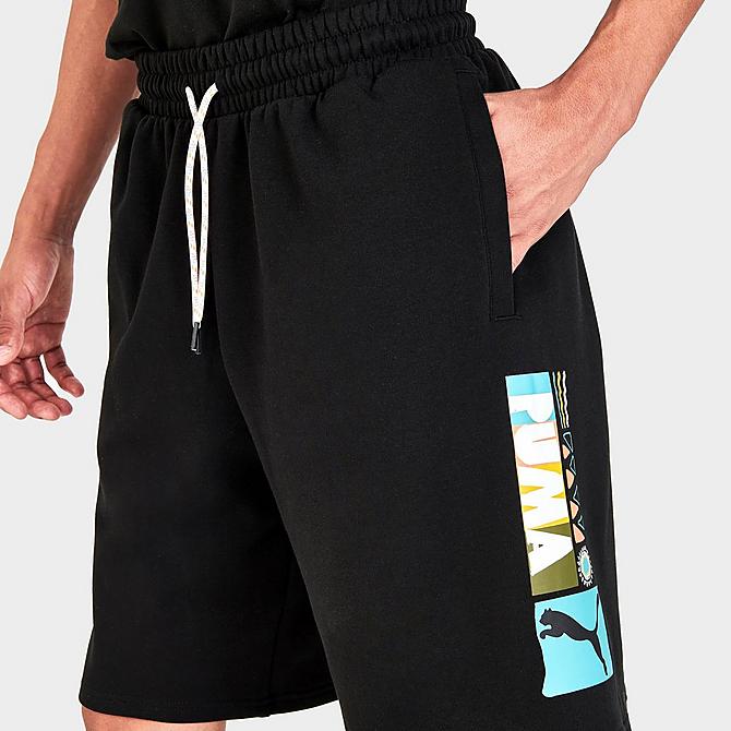 On Model 5 view of Men's Puma HC Knit Shorts in Puma Black Click to zoom