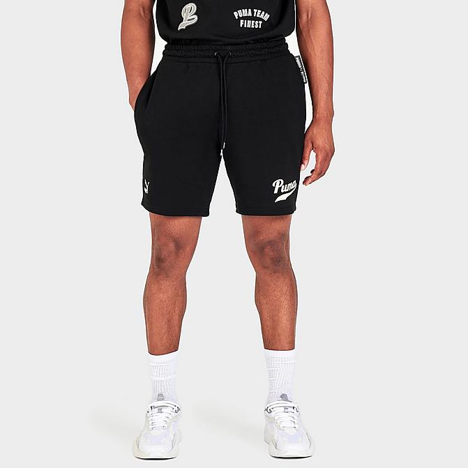 Front view of Men's Puma 8 Inch Team Shorts in Puma Black Click to zoom
